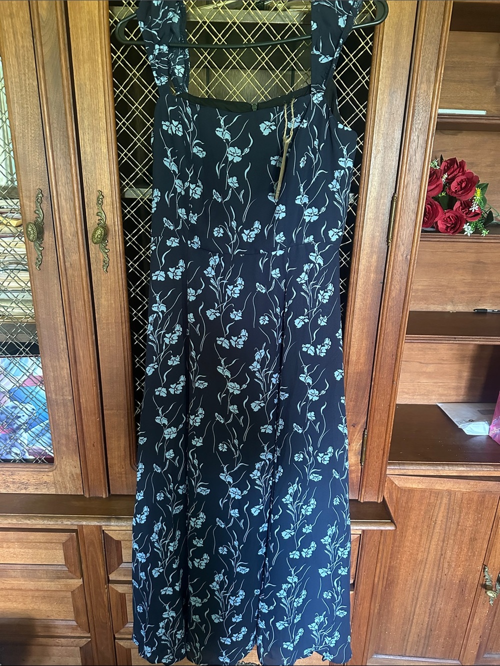 RIHOAS Navy Maxi Dress with Pale Blue Floral Print